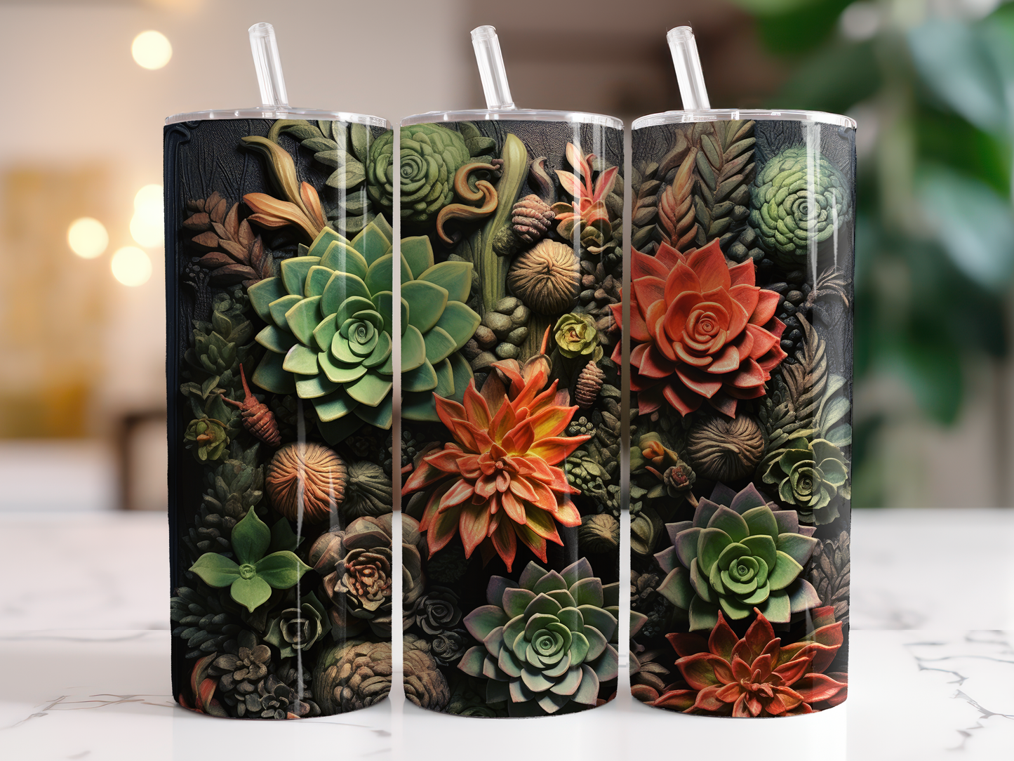 Succulents - 20oz Water Bottle/Tumbler Duo