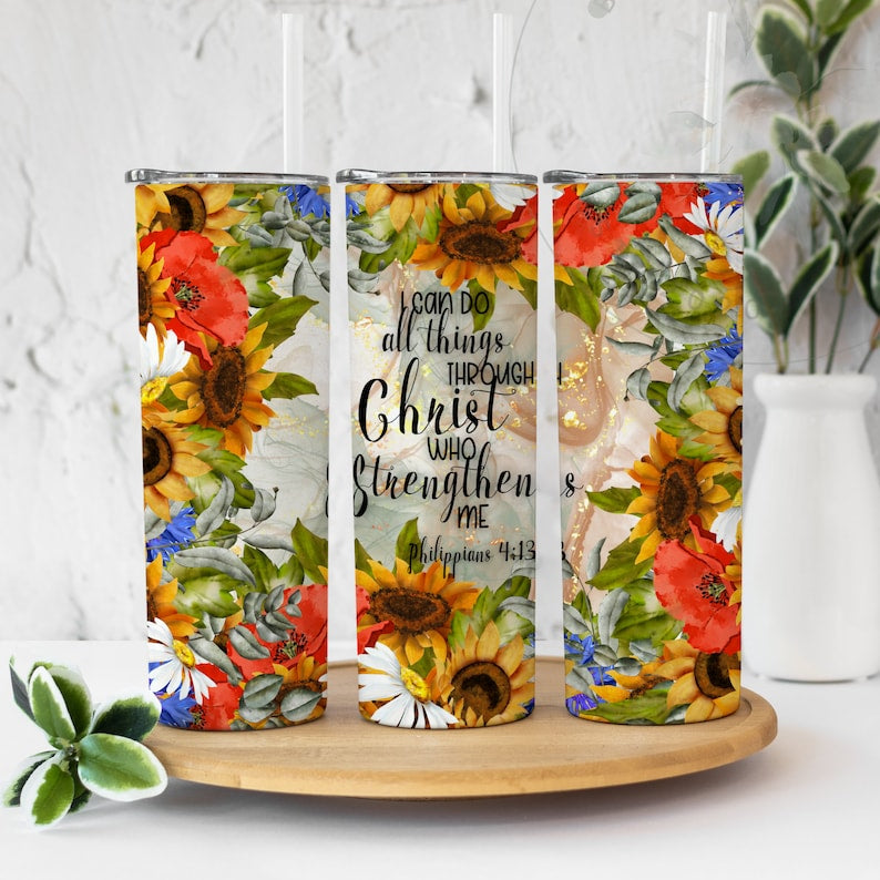 Philippians 4:13 - 20oz Water Bottle/Tumbler Duo