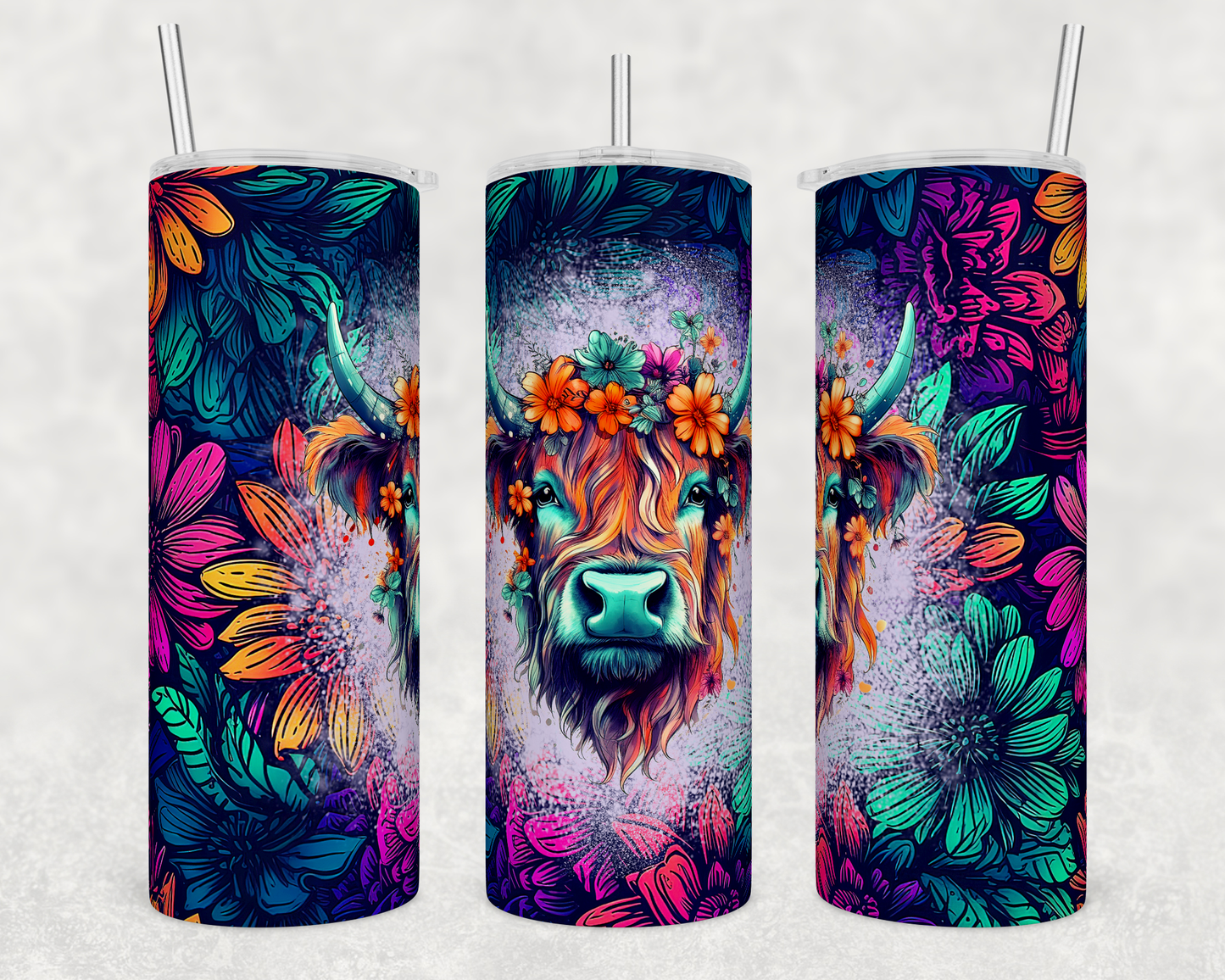 Floral Highland - 20oz Water Bottle/Tumbler Duo