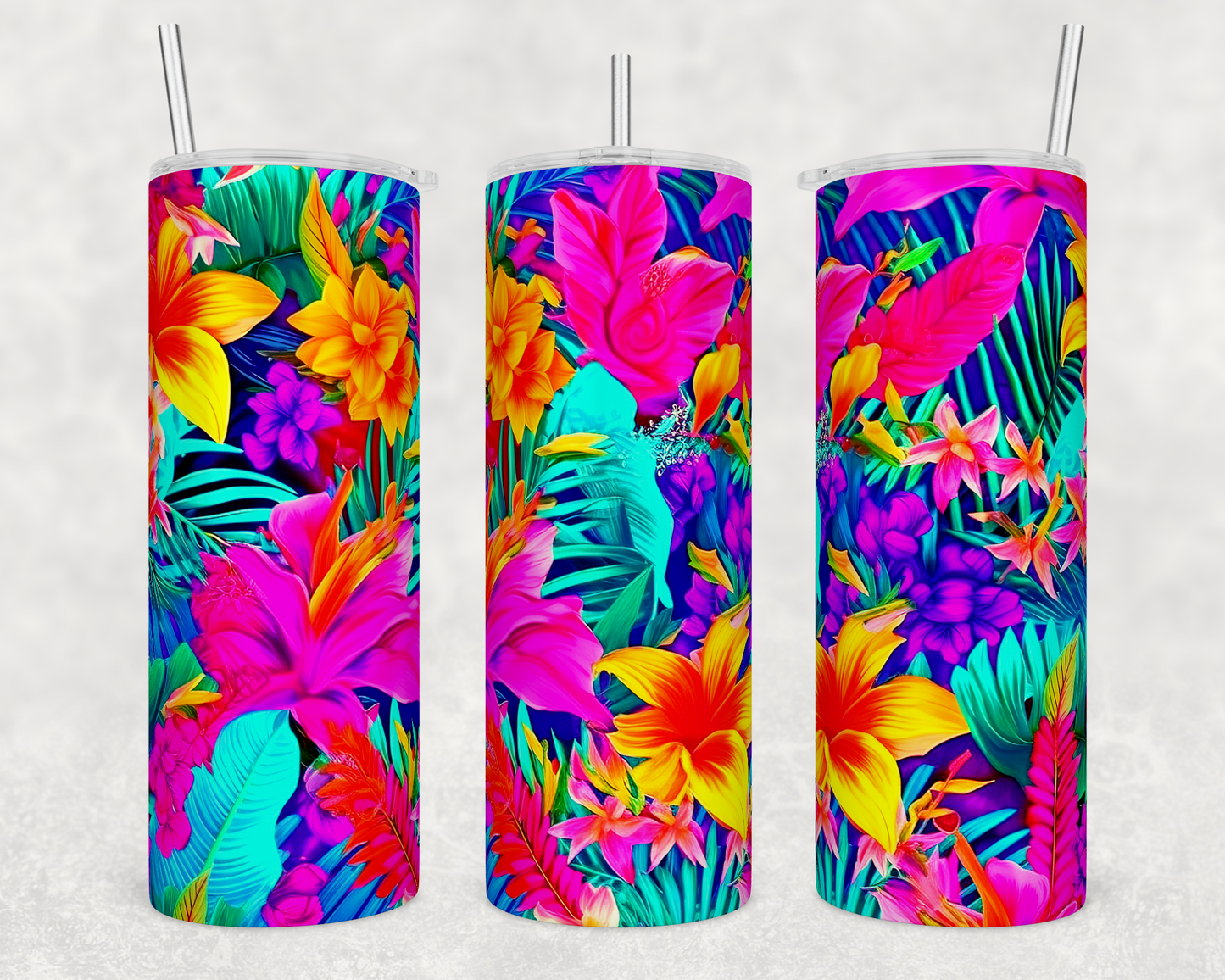 Neon Floral - 20oz Water Bottle/Tumbler Duo
