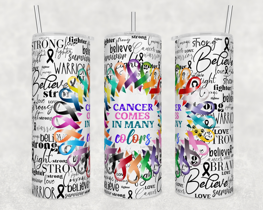 Cancer comes in many colors - 20oz Water Bottle/Tumbler Duo