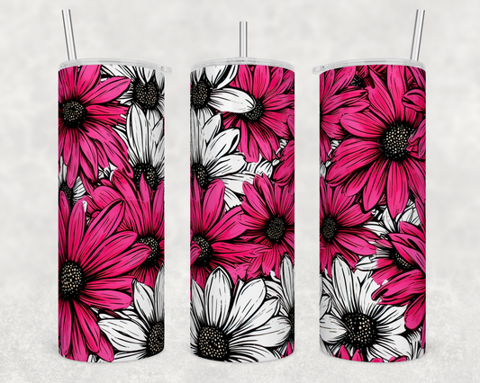 Hot pink daisies - 20oz Water Bottle/Tumbler Duo