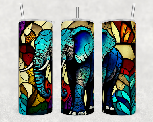 Stained Glass Elephant - 20oz Water Bottle/Tumbler Duo